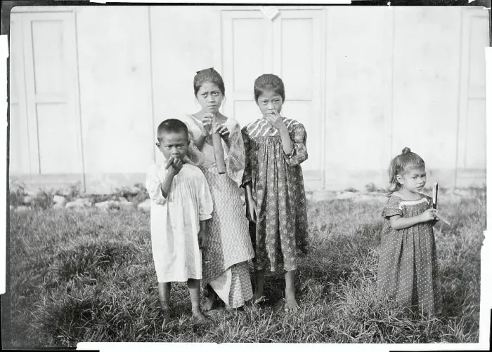 Framed Print : Young Children with Cigar