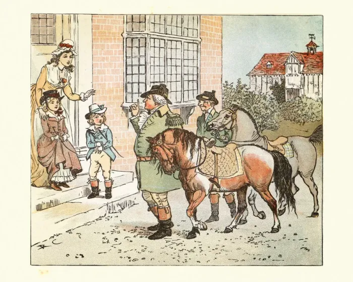 Framed Print : Young children going on a pony ride, Banbury Cross, Victorian 19th Century Framed Print : Young children going on a pony ride, Banbury Cross, Victorian 19th Century