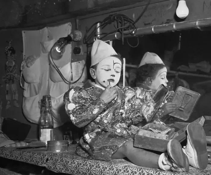 Framed Print : Young Clown Applying His Makeup Framed Print : Young Clown Applying His Makeup