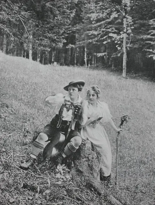 Framed Print : Young couple feels caught after a clandestine meeting on the mountain pasture, 1899, Austria, Historic, digital reproduction of an original 19th-century print Framed Print : Young couple feels caught after a clandestine meeting on the mountain pasture, 1899, Austria, Historic, digital reproduction of an original 19th-century print