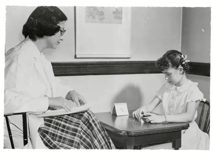 Framed Print : Young Epileptic Girl Taking Intelligence Test Framed Print : Young Epileptic Girl Taking Intelligence Test