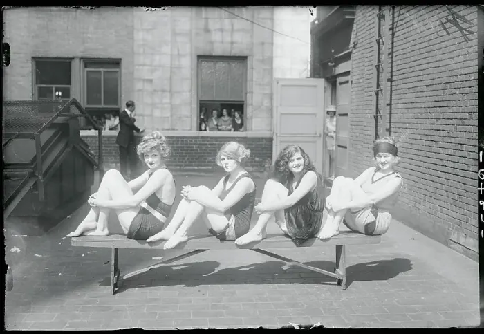 Framed Print : Young Friends Posing in Swim Wear