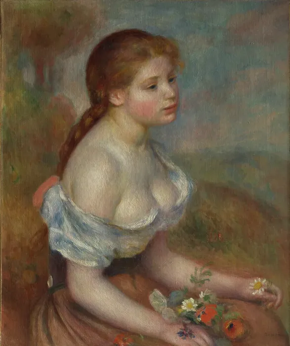 Framed Print : A Young Girl With Daisies Framed Print : A Young Girl With Daisies
