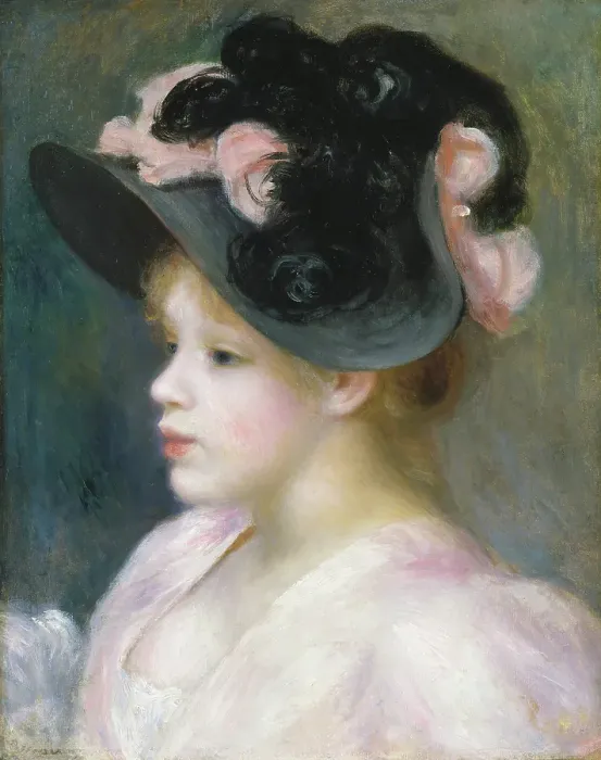 Framed Print : Young Girl In A Pink-And-Black Hat Framed Print : Young Girl In A Pink-And-Black Hat