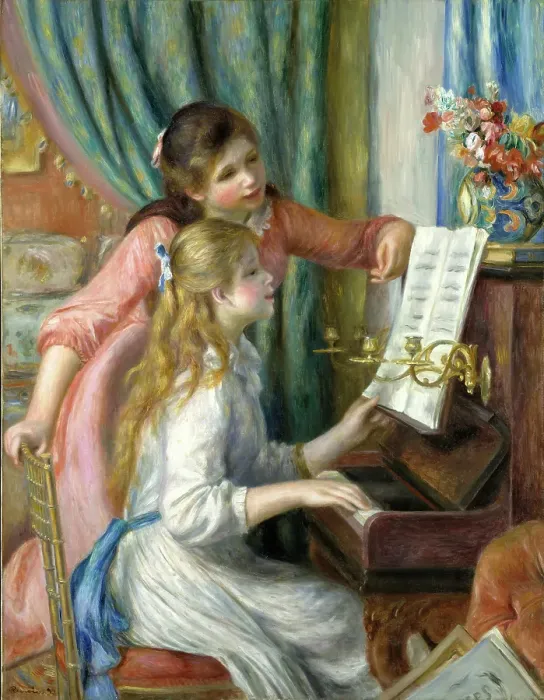 Framed Print : Two Young Girls At The Piano Framed Print : Two Young Girls At The Piano
