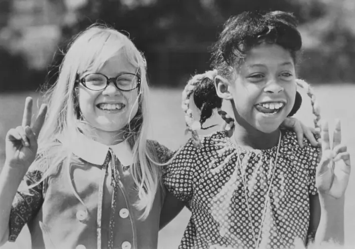 Framed Print : Two Young Girls Smiling Together Framed Print : Two Young Girls Smiling Together