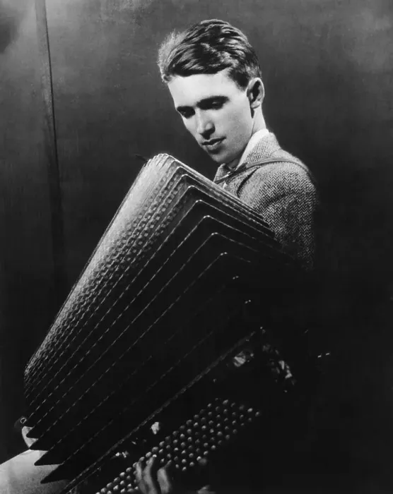 Framed Print : Young James Stewart Playing Accordion Framed Print : Young James Stewart Playing Accordion