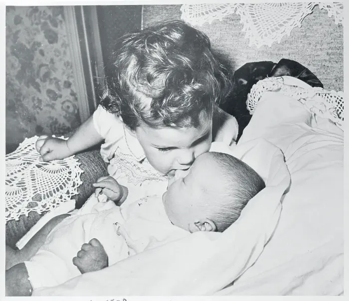 Framed Print : Young Lucie Arnaz Leaning to Her Baby Brother Framed Print : Young Lucie Arnaz Leaning to Her Baby Brother