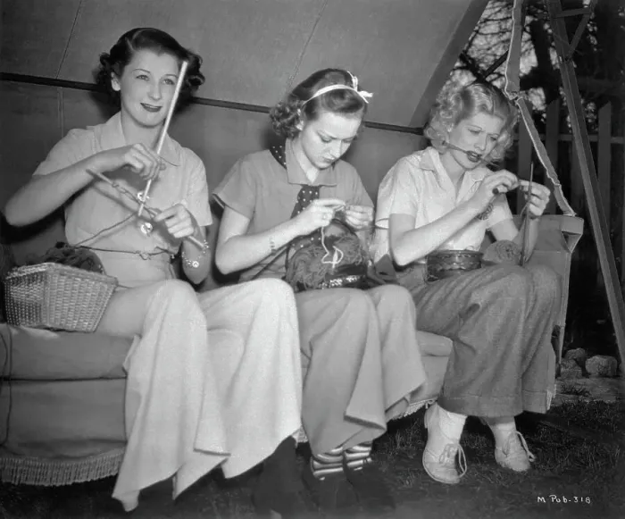 Framed Print : Young Lucille Ball and Friends Knitting Together Framed Print : Young Lucille Ball and Friends Knitting Together