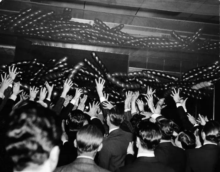 Framed Print : Young Men At Balloon Night Party At Stork Club Framed Print : Young Men At Balloon Night Party At Stork Club
