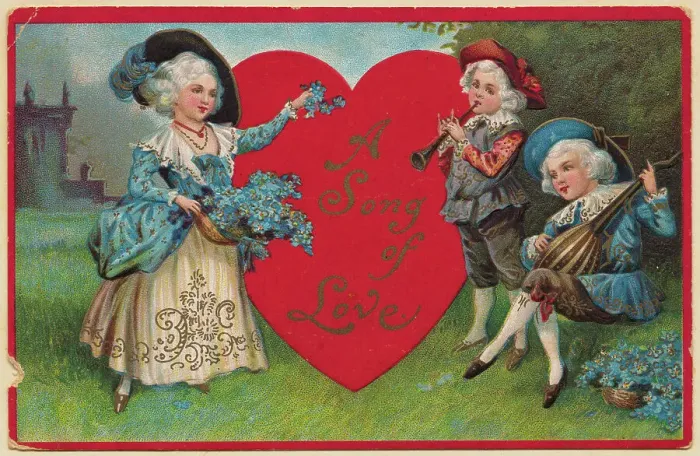 Framed Print : Two Young Men Playing Music to Lady of Their Affection Framed Print : Two Young Men Playing Music to Lady of Their Affection