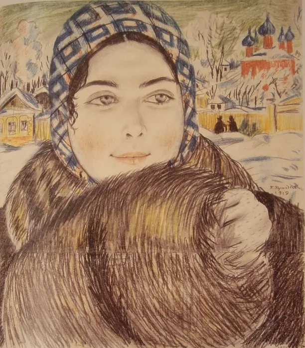 Framed Print : A young merchant's wife in the a checkered scarf, 1919 Framed Print : A young merchant's wife in the a checkered scarf, 1919