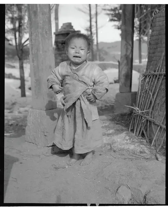 Framed Print : Young Orphaned Korean Outdoors Without Shoes Framed Print : Young Orphaned Korean Outdoors Without Shoes