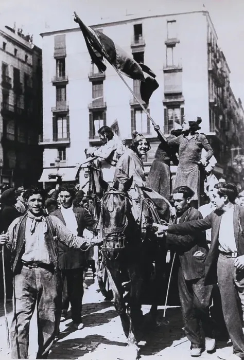 Framed Print : Young Spanish Revolutionaries Demonstrating in the Street Framed Print : Young Spanish Revolutionaries Demonstrating in the Street
