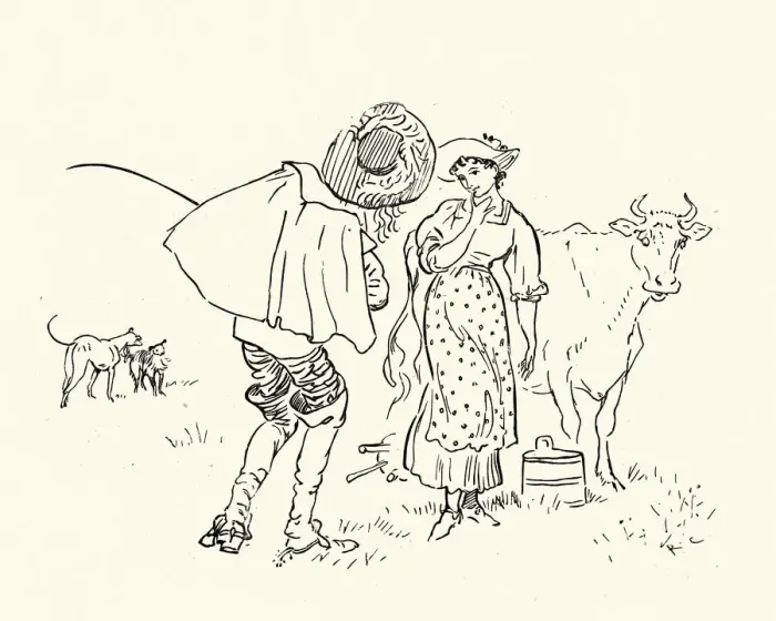 Framed Print : The young Squire flirting with the Milkmaid Framed Print : The young Squire flirting with the Milkmaid