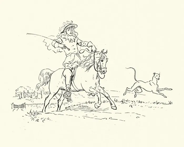 Framed Print : Young Squire out riding with his dog, Nursery Rhyme, The Milkmaid Framed Print : Young Squire out riding with his dog, Nursery Rhyme, The Milkmaid