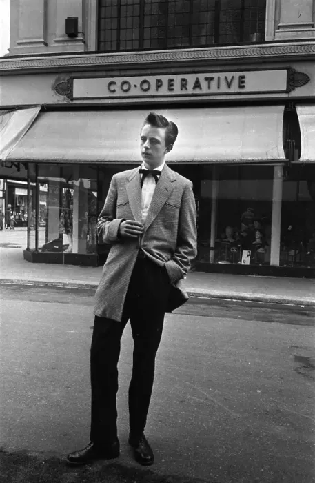 Framed Print : Young Ted. A young Teddy Boy takes a moment out Framed Print : Young Ted. A young Teddy Boy takes a moment out