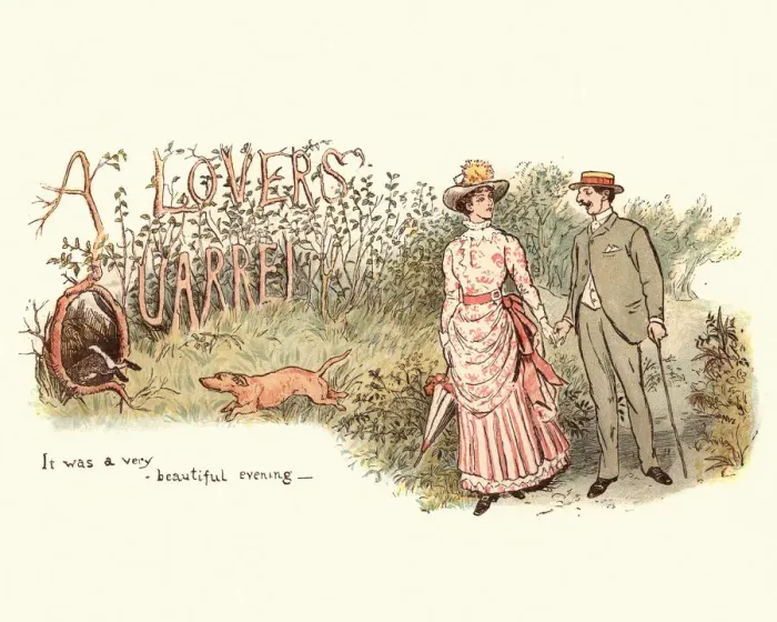 Framed Print : Young victorian couple walking in the contryside Framed Print : Young victorian couple walking in the contryside