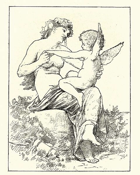 Young woman and cupid