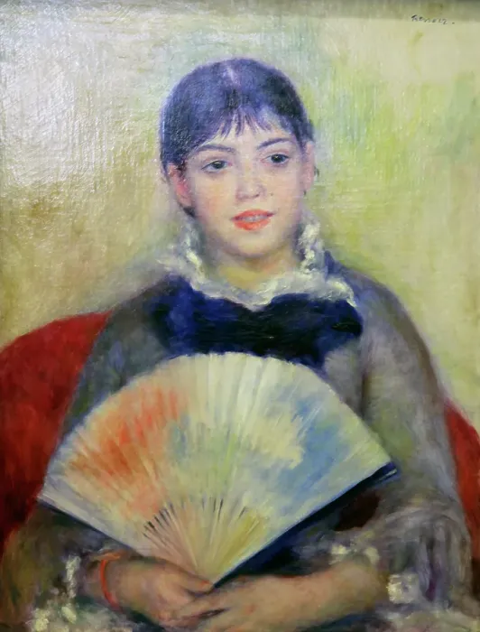 Framed Print : Young Woman with a Fan, 1880. Artist: Pierre-Auguste Renoir