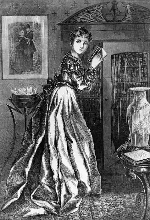 Framed Print : Young Woman Reading Byron, Standing Framed Print : Young Woman Reading Byron, Standing
