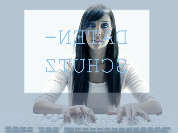 Framed Print : Young woman seen through the display of a computer while using the keyboard Framed Print : Young woman seen through the display of a computer while using the keyboard