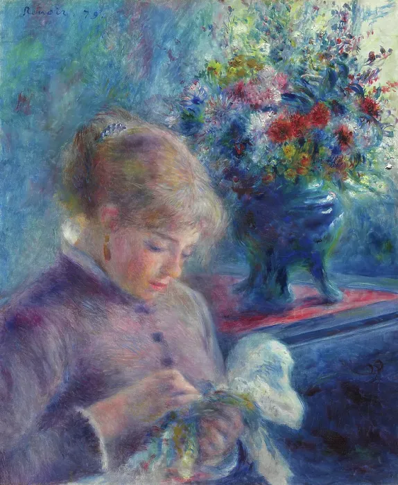 Framed Print : Young Woman Sewing Framed Print : Young Woman Sewing