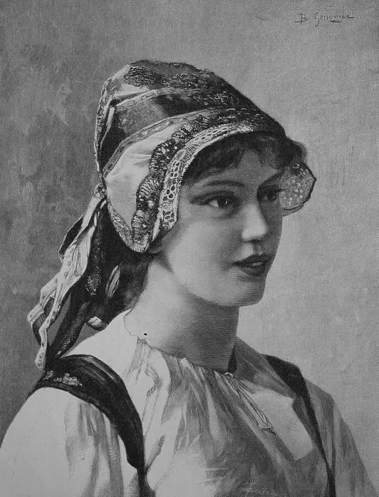Framed Print : Young woman in traditional traditional costume from Friesland, Germany, 1880, Historic, digital reproduction of an original 19th century painting, original date not known Framed Print : Young woman in traditional traditional costume from Friesland, Germany, 1880, Historic, digital reproduction of an original 19th century painting, original date not known