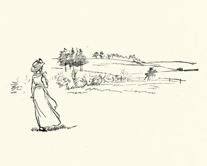Framed Print : Young woman watching her sweetheart ride away, Victorian Framed Print : Young woman watching her sweetheart ride away, Victorian