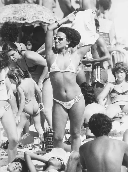 Framed Print : Young Woman Wearing Political Candidate's Name on Bikini Framed Print : Young Woman Wearing Political Candidate's Name on Bikini