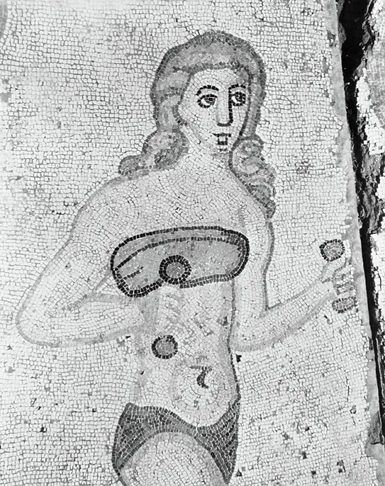 Framed Print : Detail of Young Women Exercising Late Antique Roman Mosaic Framed Print : Detail of Young Women Exercising Late Antique Roman Mosaic