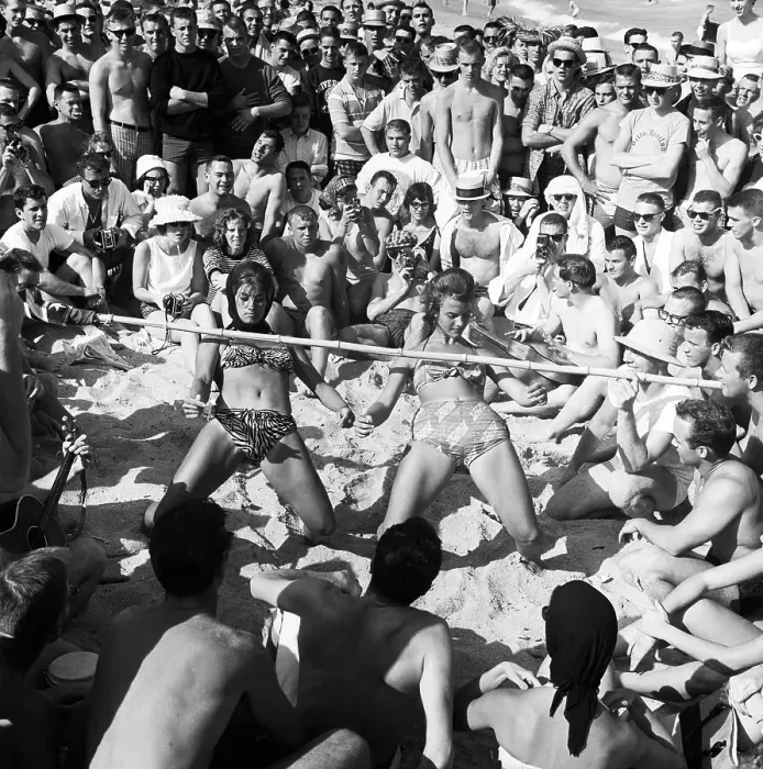 Framed Print : Young Women in Limbo Contest Framed Print : Young Women in Limbo Contest