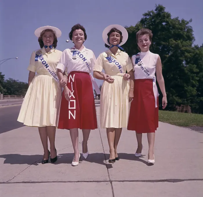 Framed Print : Young Women Strolling Together While at Republican Convention