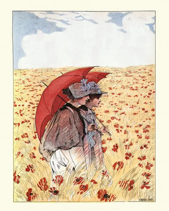 Framed Print : Young women walking through a poppy meadow on summers day Framed Print : Young women walking through a poppy meadow on summers day