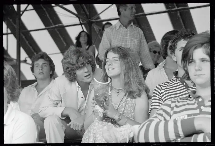 John F. Kennedy Jr. and Caroline at Tennis Tournament Print. Art