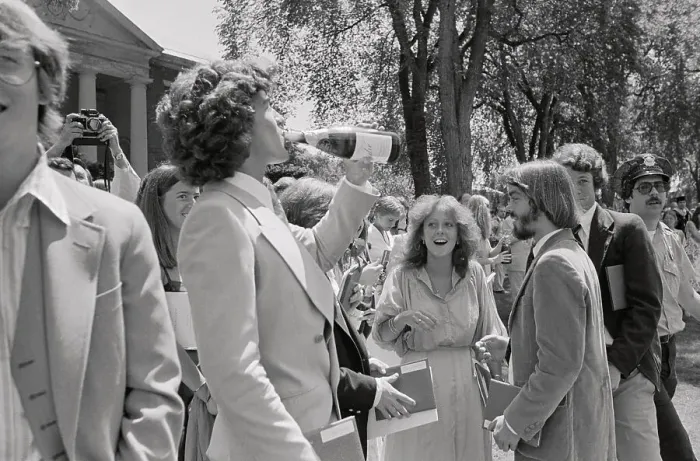 Framed Print : Younger John F. Kennedy Jr. Celebrating Graduation with His Friends Framed Print : Younger John F. Kennedy Jr. Celebrating Graduation with His Friends