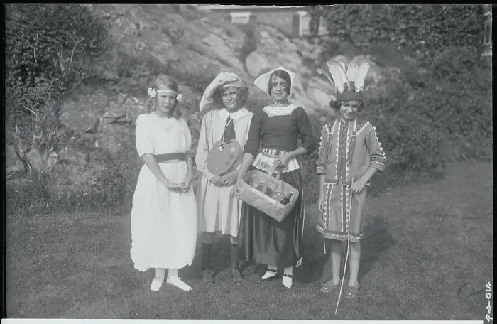 Framed Print : Youngsters in Costume Posing Outdoors Framed Print : Youngsters in Costume Posing Outdoors