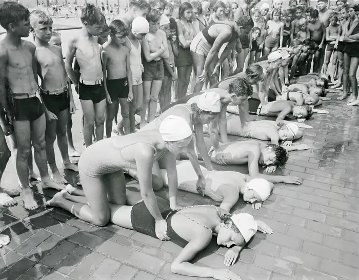 Framed Print : Youngsters Performing Resuscitation with Onlookers Framed Print : Youngsters Performing Resuscitation with Onlookers