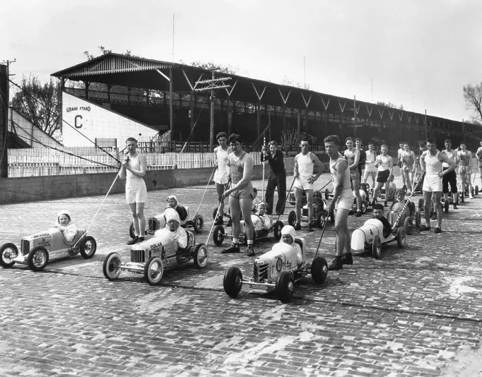 Framed Print : Youngsters Preparing for Car Races Framed Print : Youngsters Preparing for Car Races