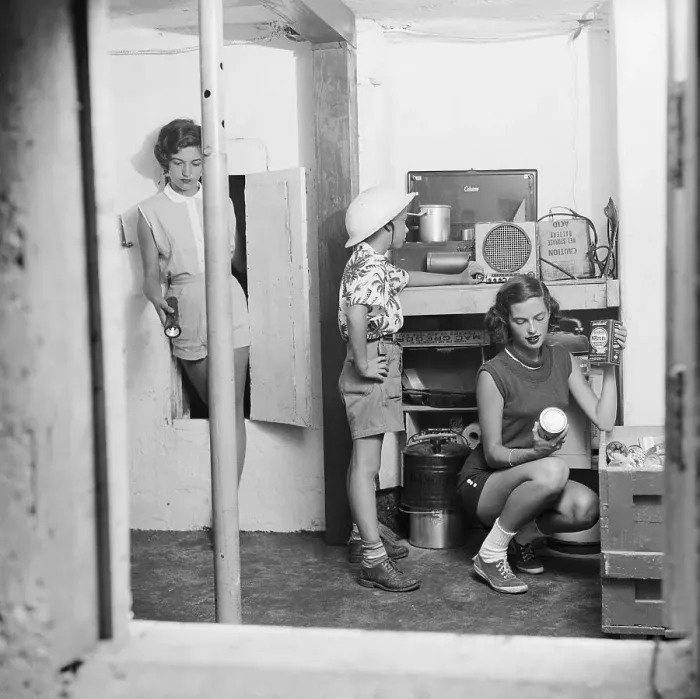 Framed Print : Youth Check Supplies in Fallout Shelter Framed Print : Youth Check Supplies in Fallout Shelter