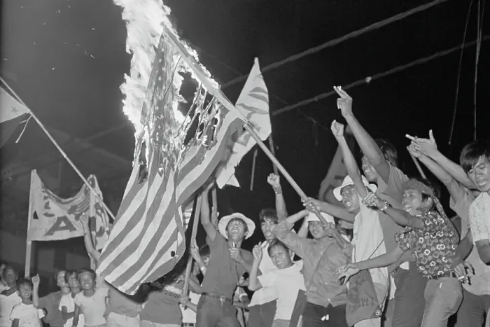 Framed Print : Youths Burning American Flag Framed Print : Youths Burning American Flag