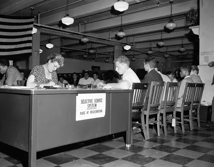 Framed Print : Youths Register For Draft Framed Print : Youths Register For Draft