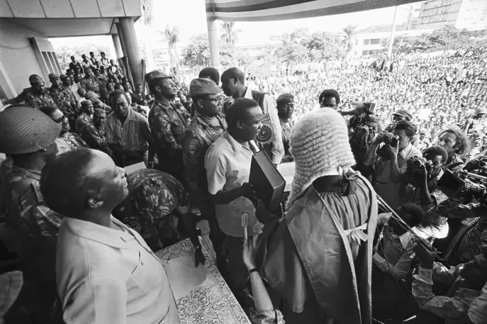 Framed Print : Yusef Lule at Cabinet Ceremony Framed Print : Yusef Lule at Cabinet Ceremony