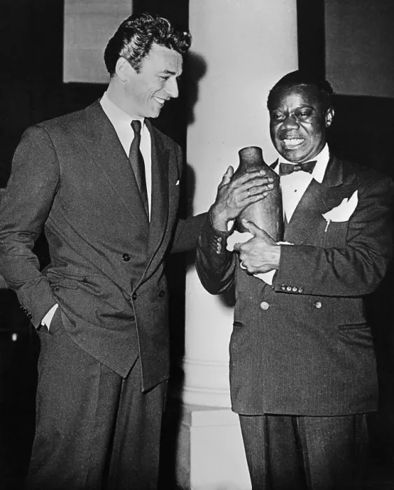 Framed Print : Yves Montand and Louis Armstong Standing Together Framed Print : Yves Montand and Louis Armstong Standing Together