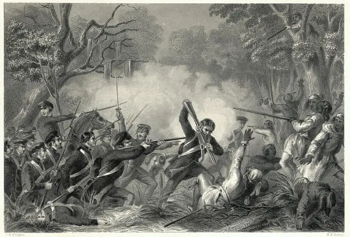 Framed Print : Zachary Taylor Fighting Native Americans Framed Print : Zachary Taylor Fighting Native Americans