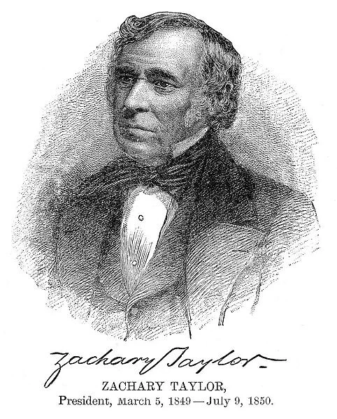Zachary Taylor - USA President engraving with his signature 1888