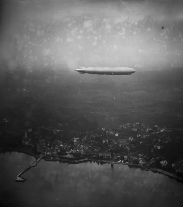 Framed Print : Zeppelin In Flight