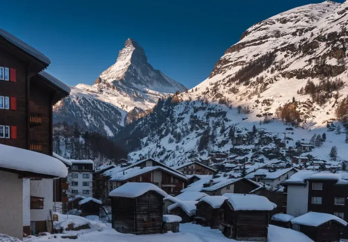 Framed Print : Zermatt city with Matterhorn background
