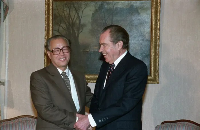 Framed Print : Zhao Ziyang and Richard Nixon Shaking Hands Framed Print : Zhao Ziyang and Richard Nixon Shaking Hands