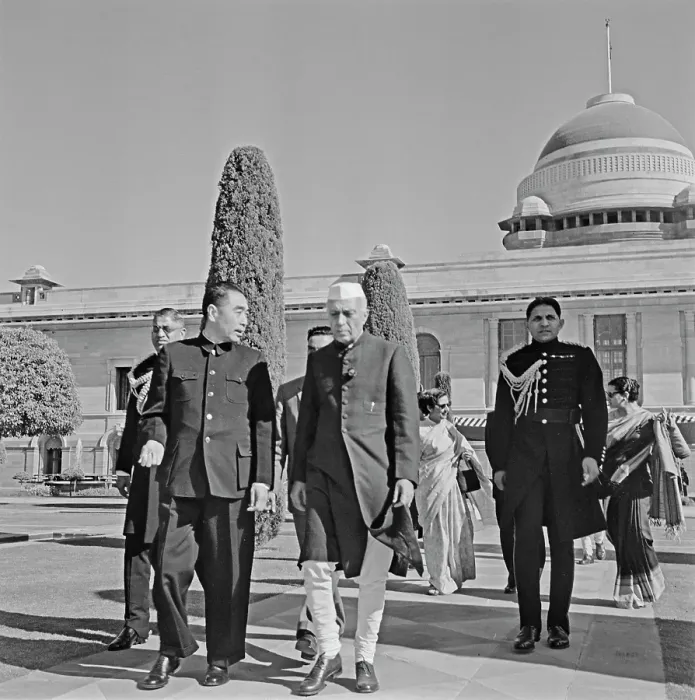 Framed Print : Zhou Enlai Visits India